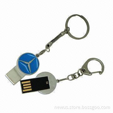 Promotional Gift Metal USB Disks with 1-32GB, Car Key Shape